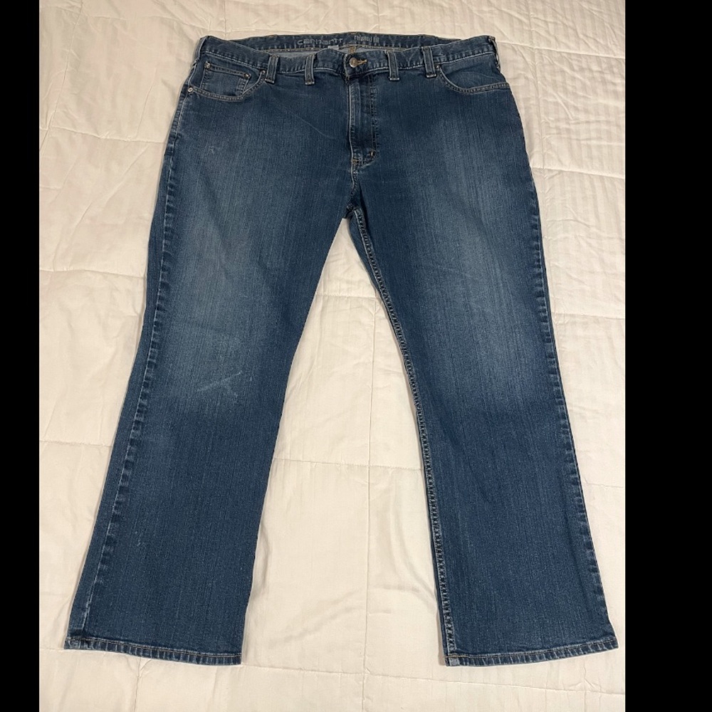 Carhartt Relaxed Fit Rugged Flex Men Straight Leg Jeans 46x30 Medium Wash Denim